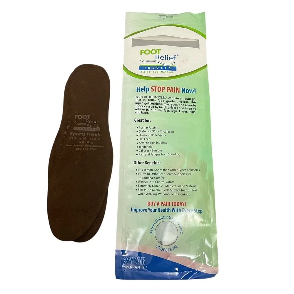 Foot Relief Sports Insoles Women 10 11.5 Men 8 9 Regular Reflexology Gel Cushion